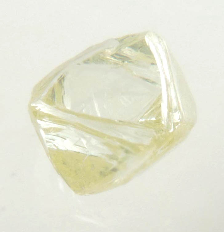 Diamond (0.76 carat yellow gem-quality cuttable octahedral rough diamond) from Jwaneng Mine, Naledi River Valley, Botswana