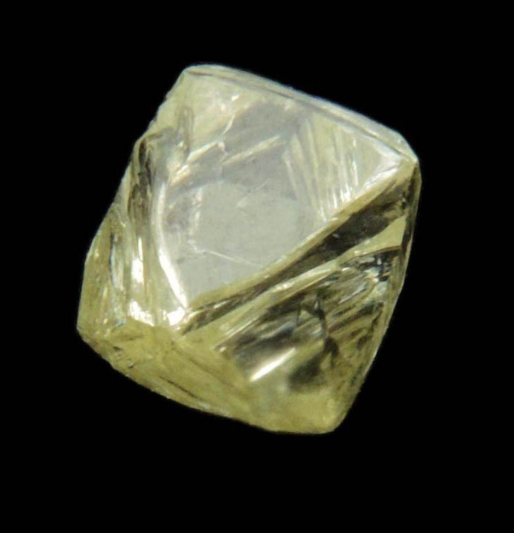 Diamond (0.76 carat yellow gem-quality cuttable octahedral rough diamond) from Jwaneng Mine, Naledi River Valley, Botswana