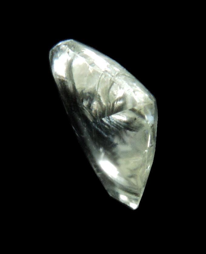 Diamond (0.72 carat cuttable very-pale-yellow macle, twinned rough diamond) from Diavik Mine, East Island, Lac de Gras, Northwest Territories, Canada