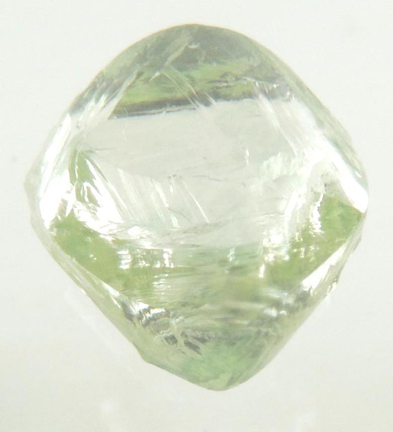 Diamond (1.66 carat superb gem-quality cuttable green asymmetric uncut rough diamond) from Almazy Anabara Mine, Sakha (Yakutia) Republic, Siberia, Russia