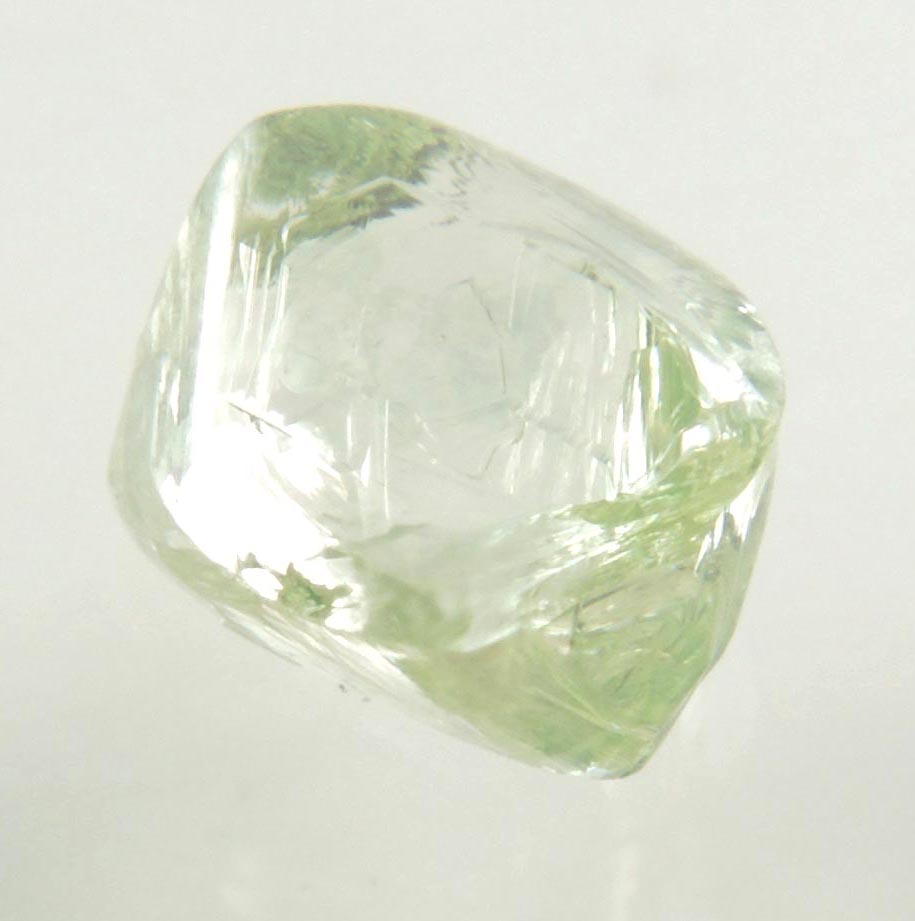 Diamond (1.66 carat superb gem-quality cuttable green asymmetric uncut rough diamond) from Almazy Anabara Mine, Sakha (Yakutia) Republic, Siberia, Russia