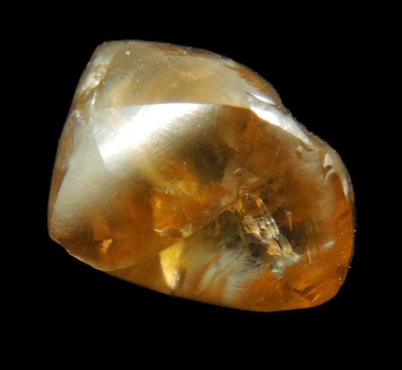 Diamond (2.26 carat yellow-brown asymmetric octahedral uncut diamond) from Venetia Mine, Limpopo Province, South Africa