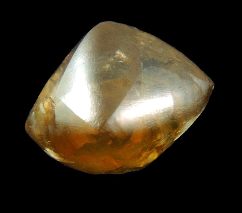 Diamond (2.26 carat yellow-brown asymmetric octahedral uncut diamond) from Venetia Mine, Limpopo Province, South Africa