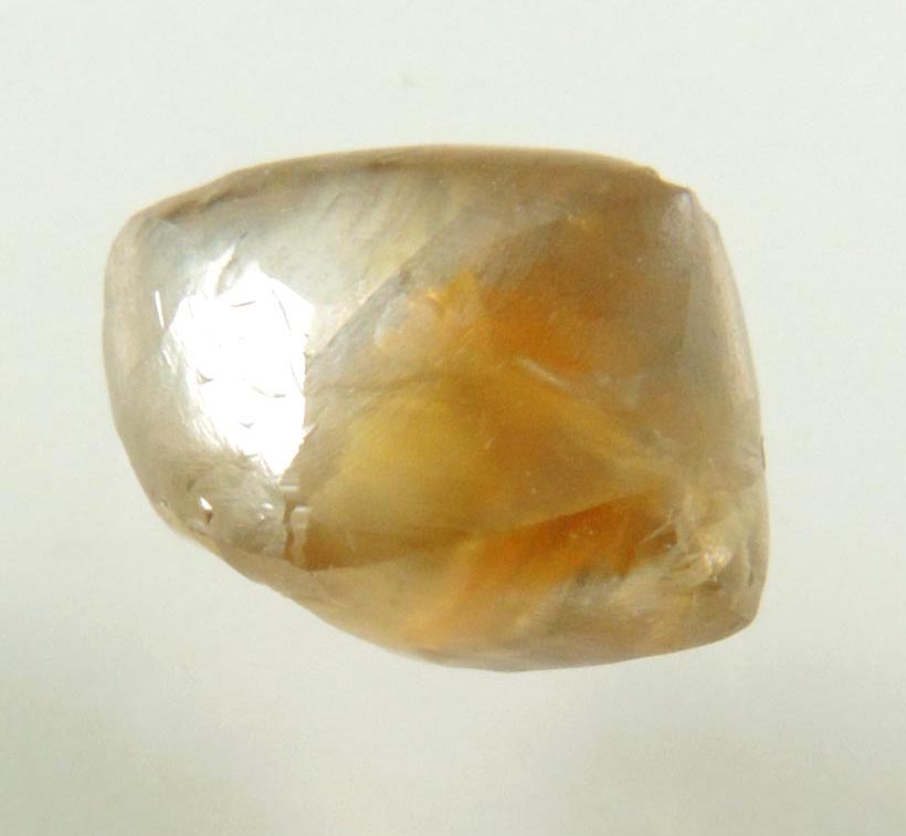 Diamond (2.26 carat yellow-brown asymmetric octahedral uncut diamond) from Venetia Mine, Limpopo Province, South Africa
