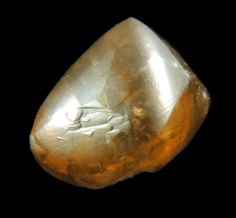 Diamond (2.26 carat yellow-brown asymmetric octahedral uncut diamond) from Venetia Mine, Limpopo Province, South Africa