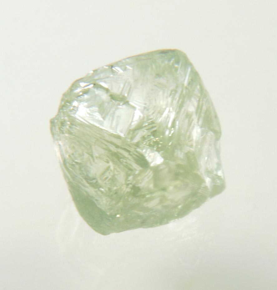 Diamond (1.63 carat superb cuttable gem-grade green octahedral rough diamond) from Almazy Anabara Mine, Sakha (Yakutia) Republic, Siberia, Russia