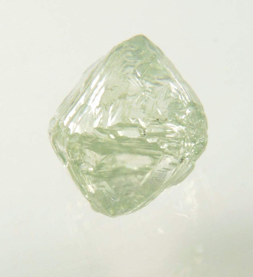 Diamond (1.63 carat superb cuttable gem-grade green octahedral rough diamond) from Almazy Anabara Mine, Sakha (Yakutia) Republic, Siberia, Russia