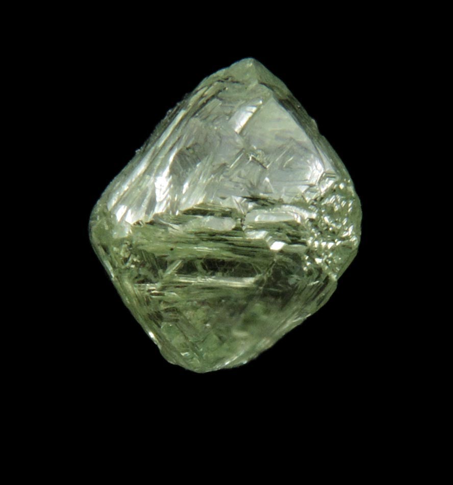 Diamond (1.63 carat superb cuttable gem-grade green octahedral rough diamond) from Almazy Anabara Mine, Sakha (Yakutia) Republic, Siberia, Russia