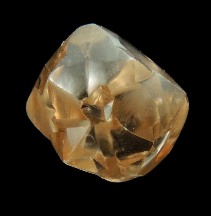 Diamond (3.81 carat superb gem-grade cuttable cognac-colored twinned uncut rough diamonds) from Orapa Mine, south of the Makgadikgadi Pans, Botswana