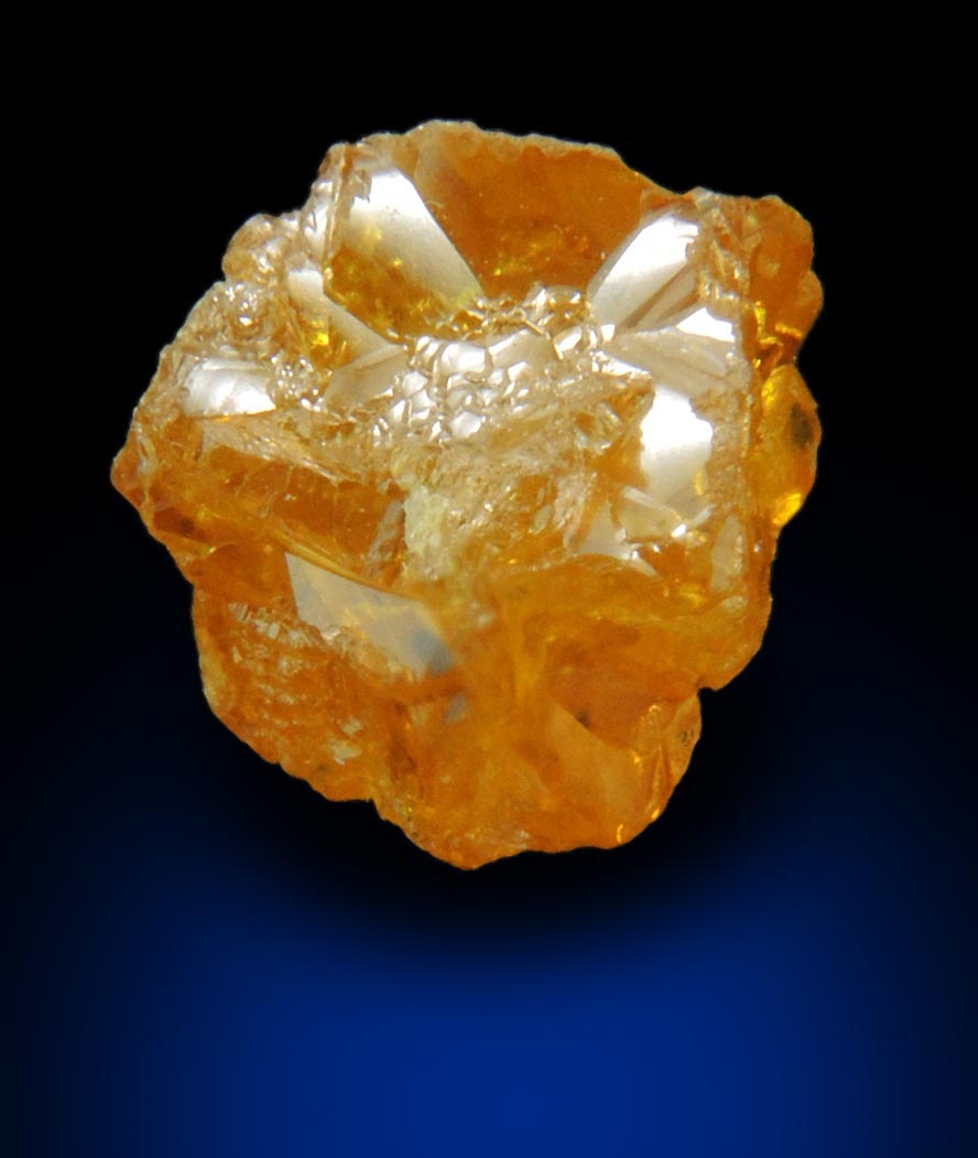 Diamond (2.64 carat fancy intense yellow-brown interconnected cavernous cubic uncut diamond) from Mbuji-Mayi, 300 km east of Tshikapa, Democratic Republic of the Congo