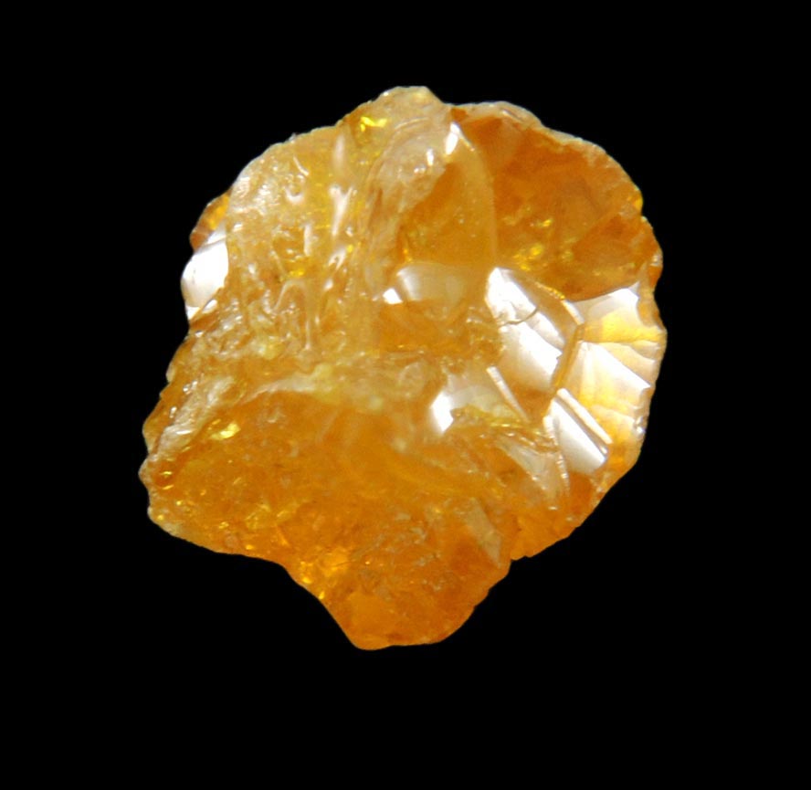 Diamond (2.64 carat fancy intense yellow-brown interconnected cavernous cubic uncut diamond) from Mbuji-Mayi, 300 km east of Tshikapa, Democratic Republic of the Congo