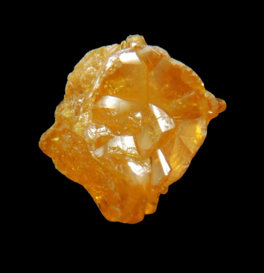 Diamond (2.64 carat fancy intense yellow-brown interconnected cavernous cubic uncut diamond) from Mbuji-Mayi, 300 km east of Tshikapa, Democratic Republic of the Congo