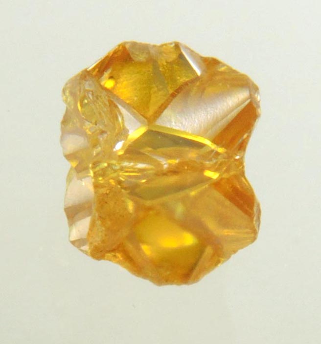 Diamond (0.33 carat fancy intense-yellow cavernous cubic uncut rough diamond) from Mbuji-Mayi, 300 km east of Tshikapa, Democratic Republic of the Congo