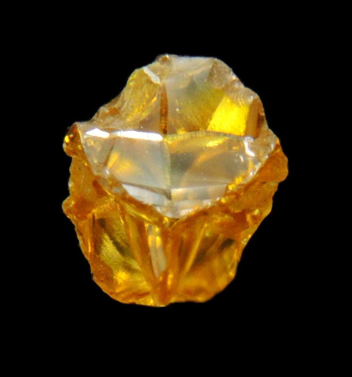 Diamond (0.33 carat fancy intense-yellow cavernous cubic uncut rough diamond) from Mbuji-Mayi, 300 km east of Tshikapa, Democratic Republic of the Congo