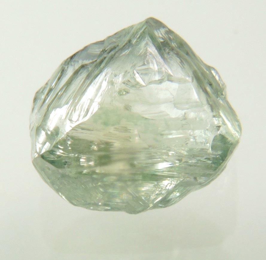 Diamond (1.37 carat superb gem-grade cuttable green asymmetric octahedral uncut diamond) from Almazy Anabara Mine, Sakha (Yakutia) Republic, Siberia, Russia