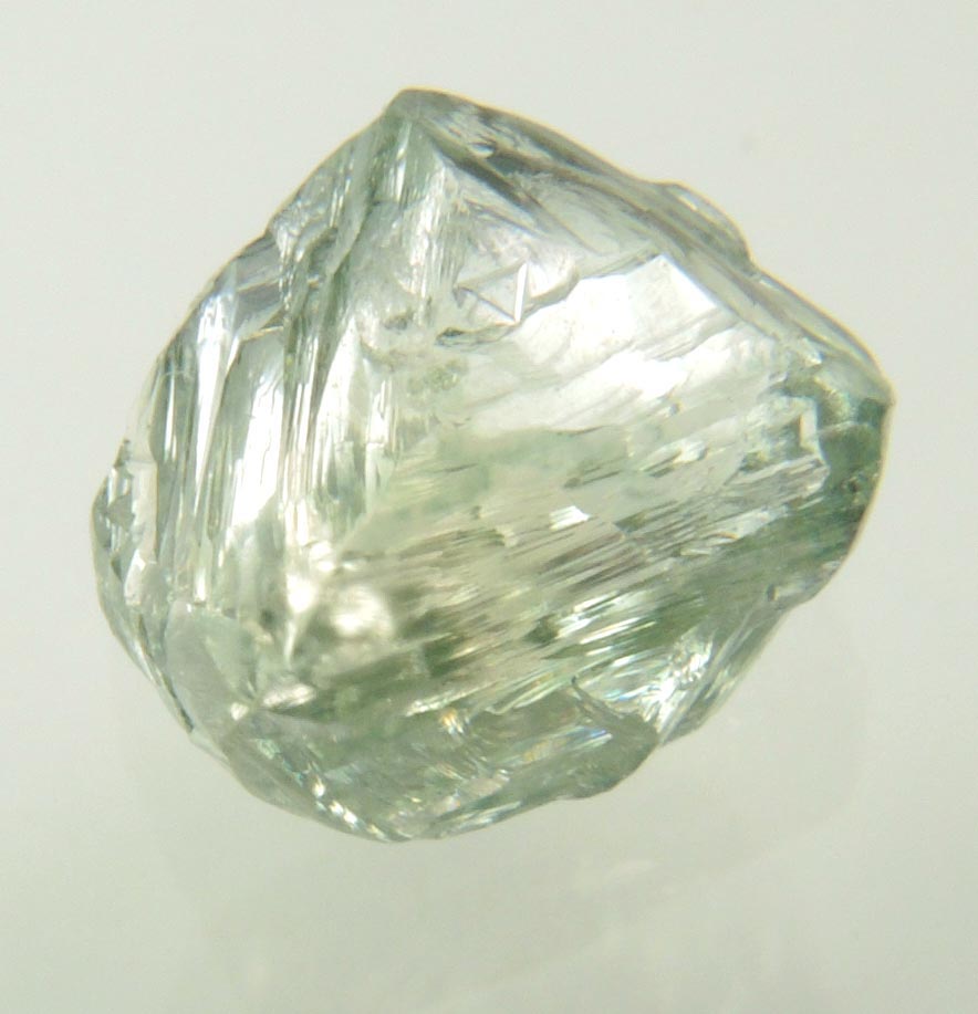 Diamond (1.37 carat superb gem-grade cuttable green asymmetric octahedral uncut diamond) from Almazy Anabara Mine, Sakha (Yakutia) Republic, Siberia, Russia