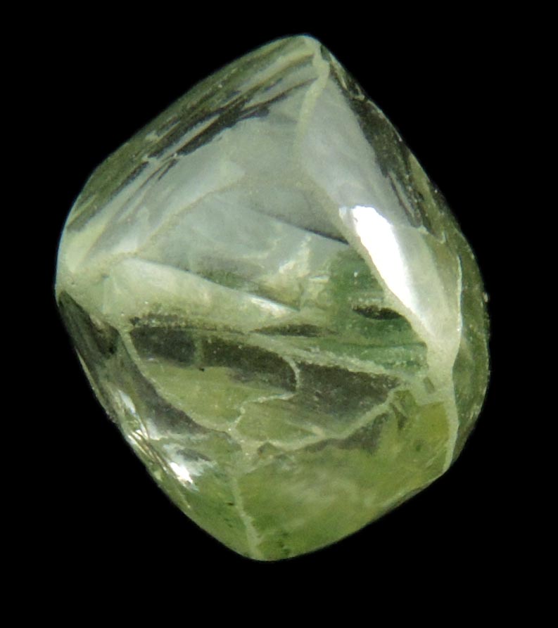 Diamond (3.41 carat superb fancy-green cuttable gem-grade octahedral crystal) from Diamantino, Matto Grosso, Brazil