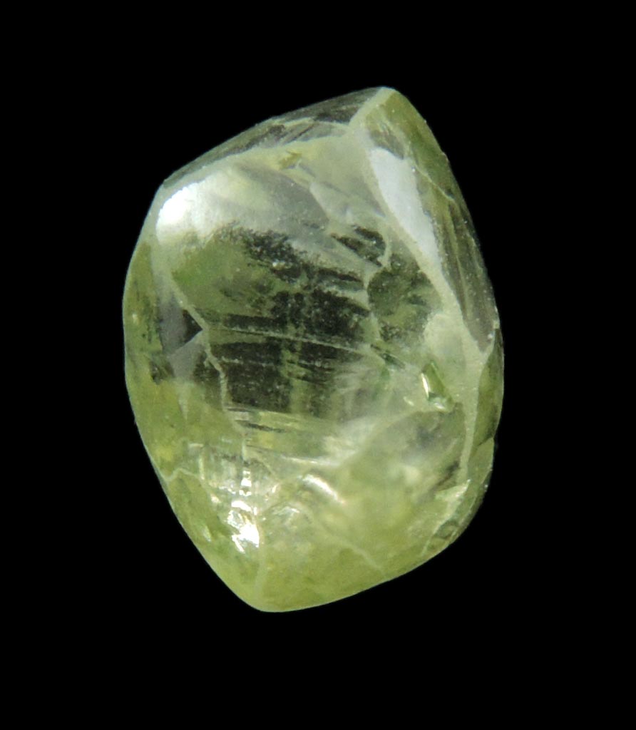 Diamond (3.41 carat superb fancy-green cuttable gem-grade octahedral crystal) from Diamantino, Matto Grosso, Brazil