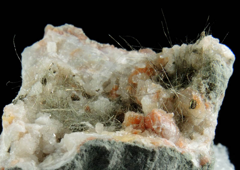 Millerite and Pyrite in Quartz Geode from US Route 27 road cut, Halls Gap, Lincoln County, Kentucky