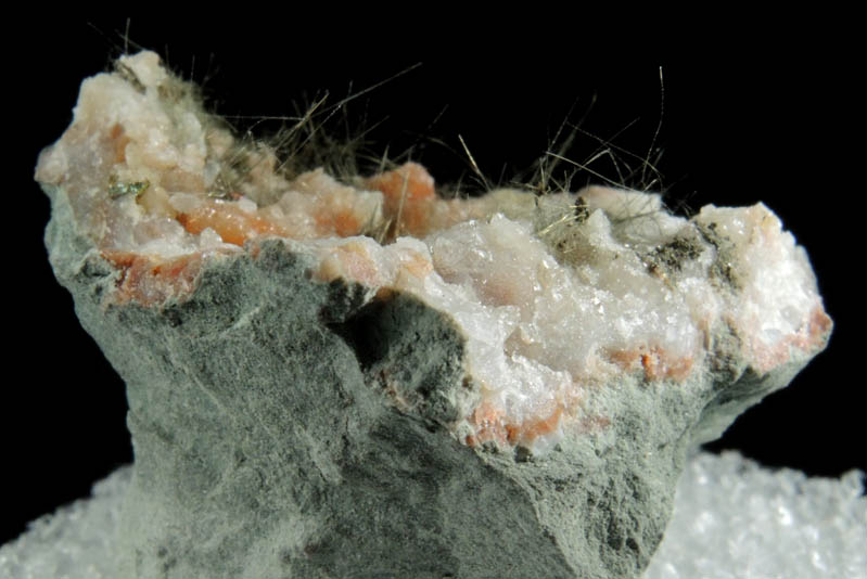 Millerite and Pyrite in Quartz Geode from US Route 27 road cut, Halls Gap, Lincoln County, Kentucky