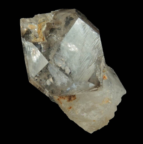 Quartz var. Smoky Quartz on Milky Quartz from Mount Marie Quarry, 7.5 km southeast of Paris Hill, Oxford County, Maine