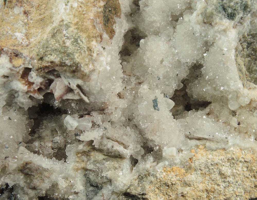 Apophyllite and Babingtonite with Actinolite alteration on Quartz pseudomorphs after Anhydrite from Prospect Park Quarry, Prospect Park, Passaic County, New Jersey