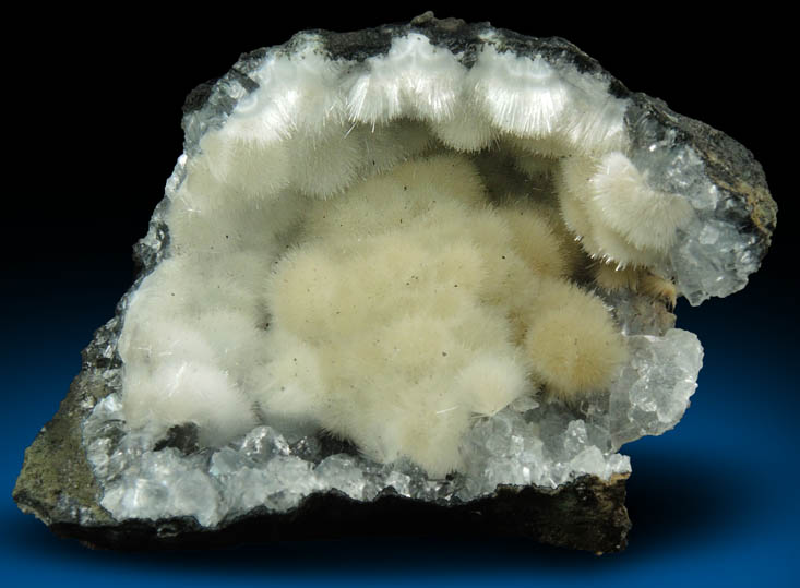 Mesolite over Heulandite from Hvaleyri, 24 km NNE of Reykjavk, Hvalfjrur, Iceland