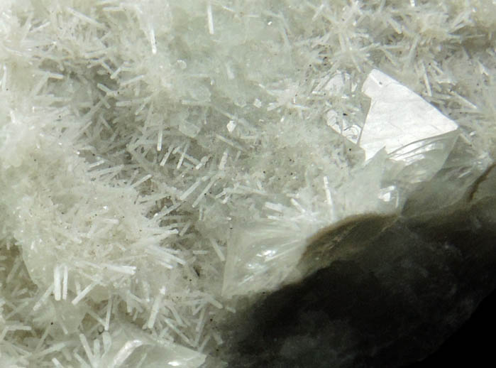 Natrolite over Datolite on Calcite from Millington Quarry, Bernards Township, Somerset County, New Jersey