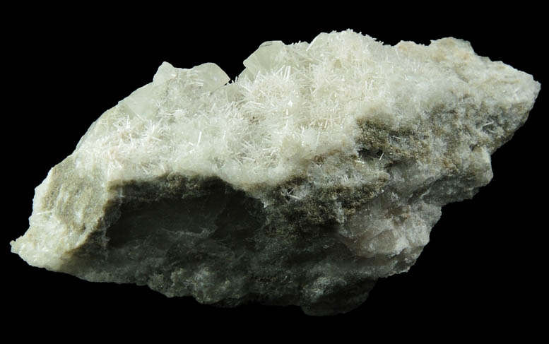 Natrolite over Datolite on Calcite from Millington Quarry, Bernards Township, Somerset County, New Jersey