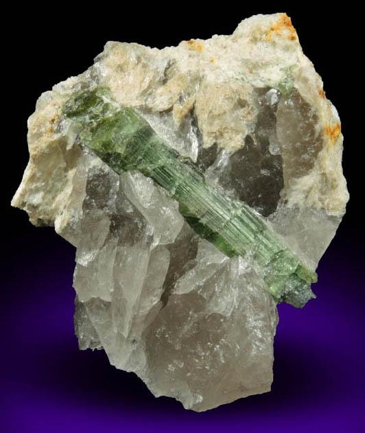 Elbaite Tourmaline in Quartz and Albite from Harvard Quarry, Noyes Mountain, Greenwood, Oxford County, Maine