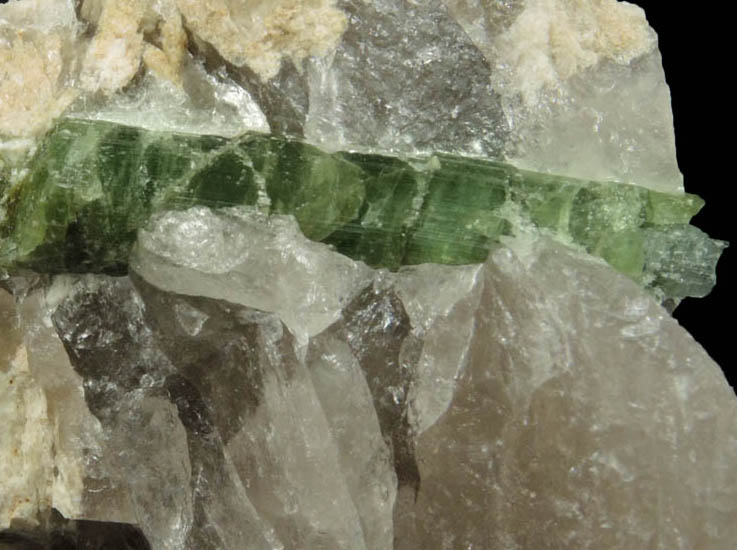 Elbaite Tourmaline in Quartz and Albite from Harvard Quarry, Noyes Mountain, Greenwood, Oxford County, Maine