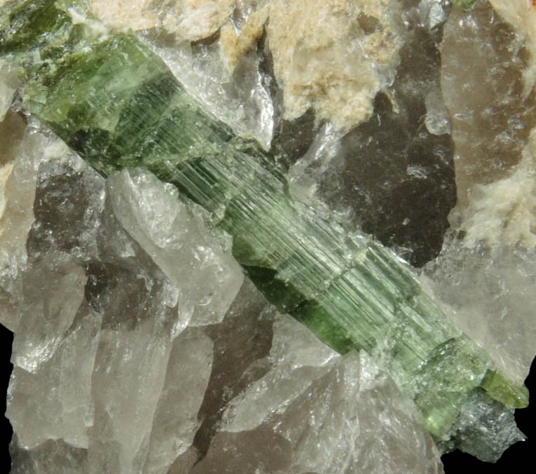 Elbaite Tourmaline in Quartz and Albite from Harvard Quarry, Noyes Mountain, Greenwood, Oxford County, Maine