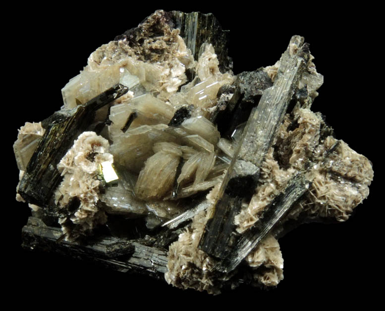 Catapleiite, Polylithionite, Aegirine from Mont Saint-Hilaire, Qubec, Canada