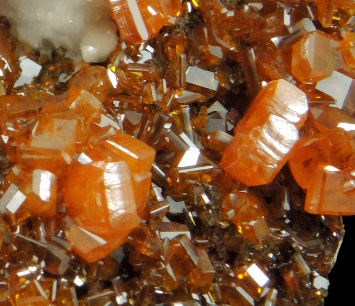 Wulfenite with Mimetite on Calcite from Sierra de Los Lamentos, Chihuahua, Mexico