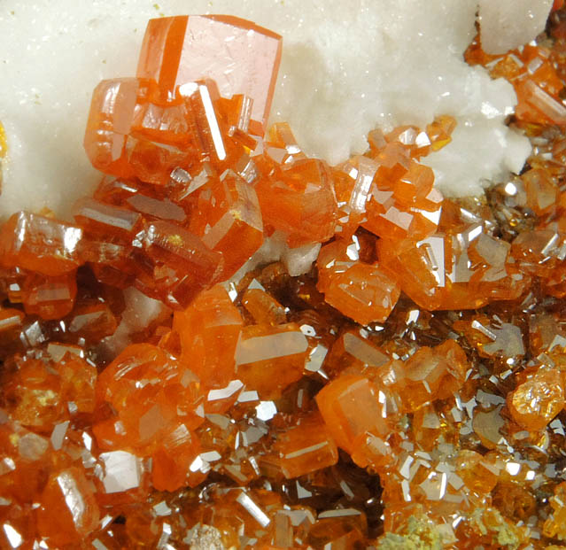 Wulfenite with Mimetite on Calcite from Sierra de Los Lamentos, Chihuahua, Mexico