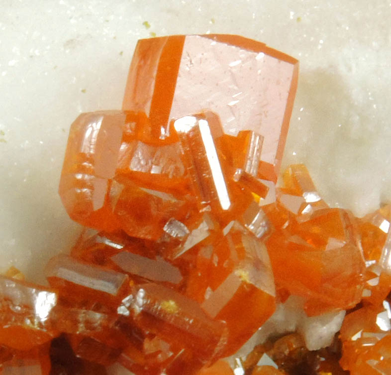 Wulfenite with Mimetite on Calcite from Sierra de Los Lamentos, Chihuahua, Mexico