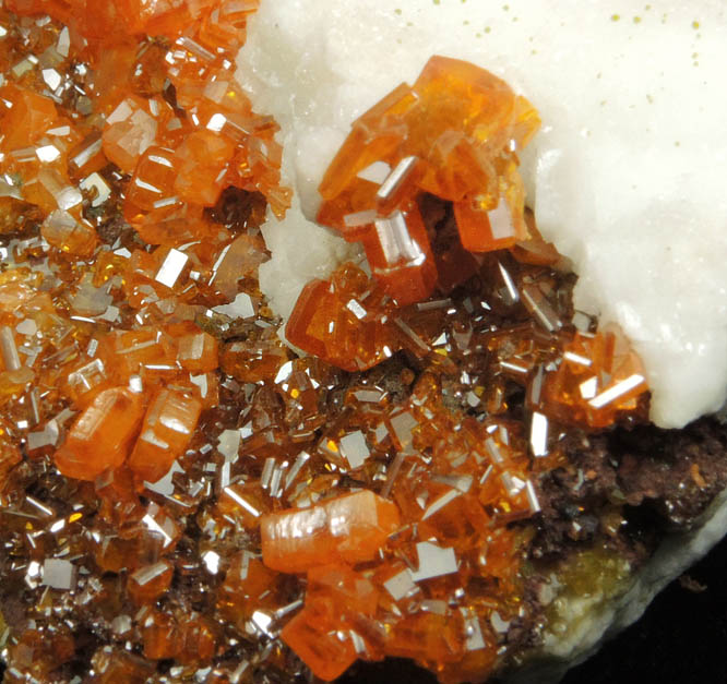 Wulfenite with Mimetite on Calcite from Sierra de Los Lamentos, Chihuahua, Mexico