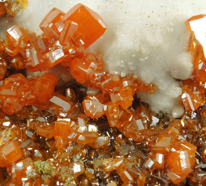 Wulfenite with Mimetite on Calcite from Sierra de Los Lamentos, Chihuahua, Mexico