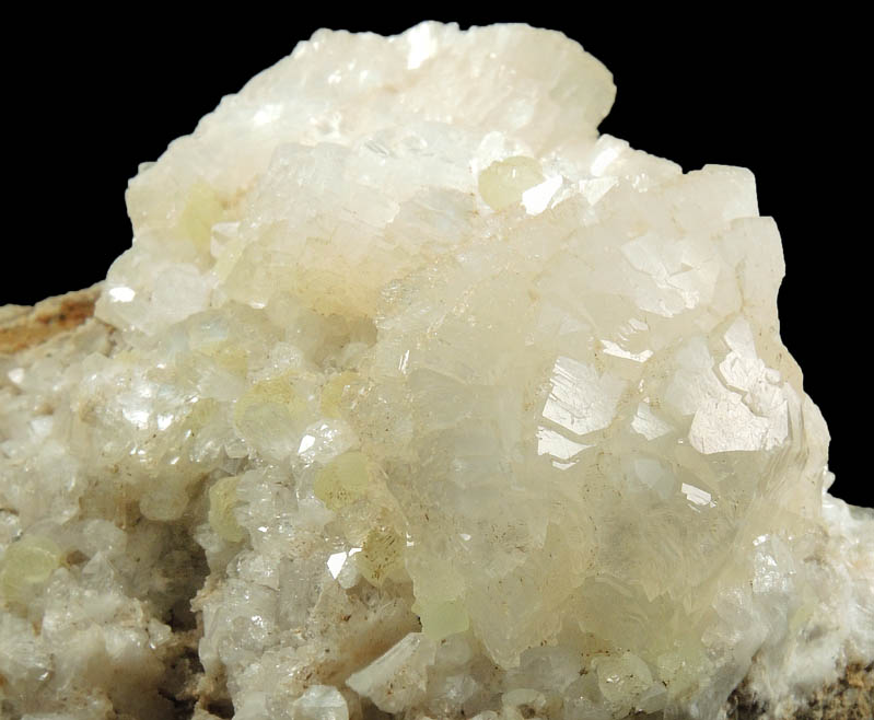 Heulandite and minor Prehnite on Quartz with epimorph after Anhydrite from Prospect Park Quarry, Prospect Park, Passaic County, New Jersey