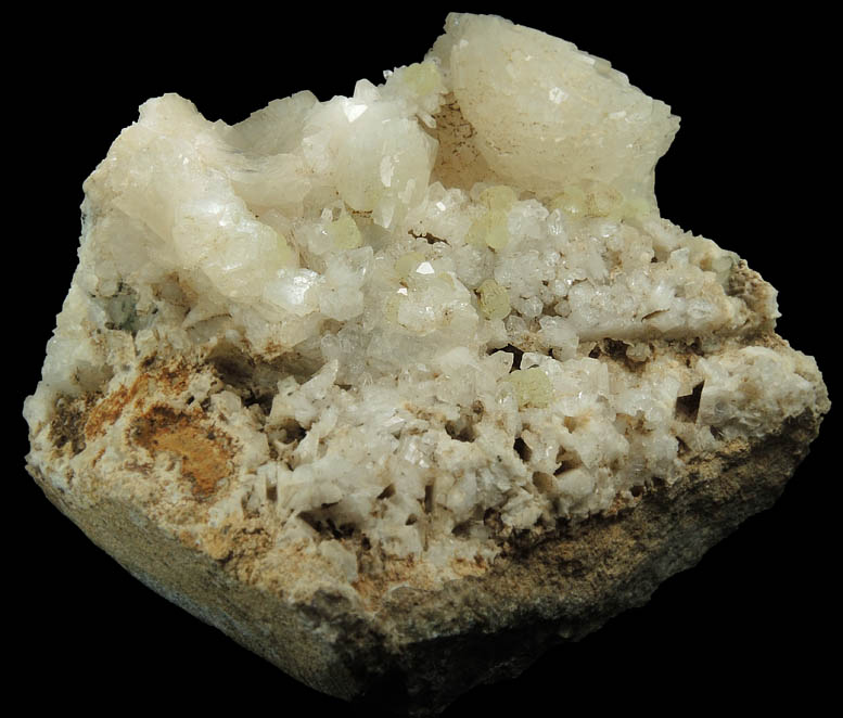 Heulandite and minor Prehnite on Quartz with epimorph after Anhydrite from Prospect Park Quarry, Prospect Park, Passaic County, New Jersey