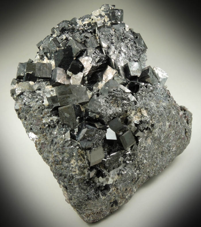 Magnetite (rare cubic and tetrahexahedral crystal form) with minor Sphalerite from ZCA Mine No. 4, Fowler Ore Body, 2500' Level, Balmat, St. Lawrence County, New York