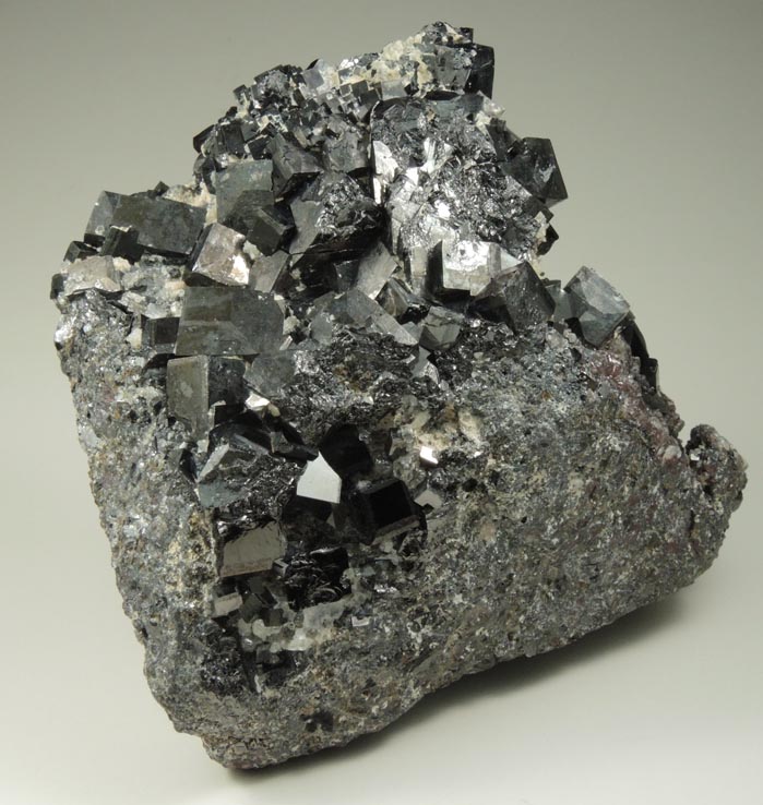 Magnetite (rare cubic and tetrahexahedral crystal form) with minor Sphalerite from ZCA Mine No. 4, Fowler Ore Body, 2500' Level, Balmat, St. Lawrence County, New York