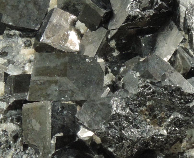 Magnetite (rare cubic and tetrahexahedral crystal form) with minor Sphalerite from ZCA Mine No. 4, Fowler Ore Body, 2500' Level, Balmat, St. Lawrence County, New York