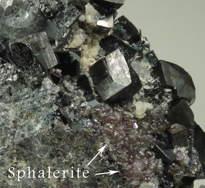 Magnetite (rare cubic and tetrahexahedral crystal form) with minor Sphalerite from ZCA Mine No. 4, Fowler Ore Body, 2500' Level, Balmat, St. Lawrence County, New York