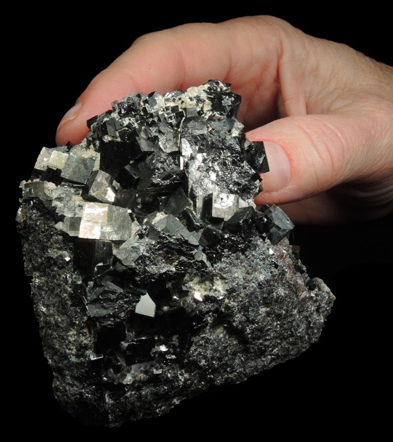 Magnetite (rare cubic and tetrahexahedral crystal form) with minor Sphalerite from ZCA Mine No. 4, Fowler Ore Body, 2500' Level, Balmat, St. Lawrence County, New York