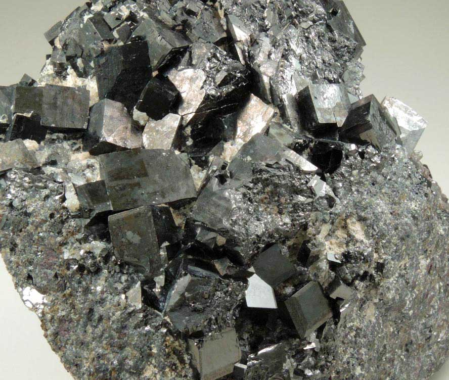 Magnetite (rare cubic and tetrahexahedral crystal form) with minor Sphalerite from ZCA Mine No. 4, Fowler Ore Body, 2500' Level, Balmat, St. Lawrence County, New York