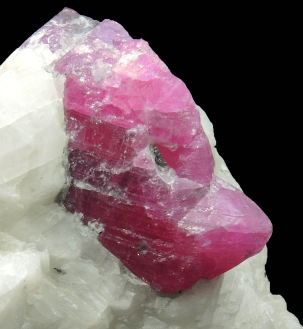 Corundum var. Ruby in marble with minor Pyrite from Jegdalek, Surobi, Kabul, Afghanistan