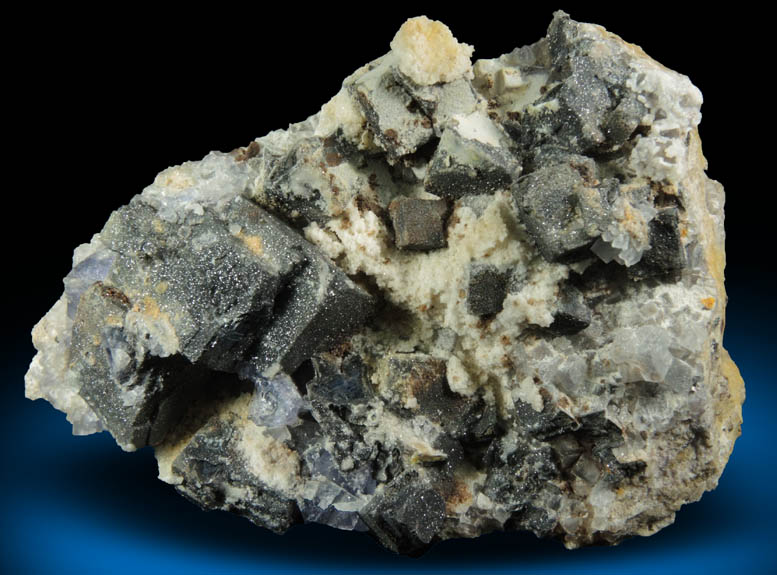 Galena with Anglesite coating plus minor Fluorite from Blanchard Mine, Hansonburg District, 8.5 km south of Bingham, Socorro County, New Mexico