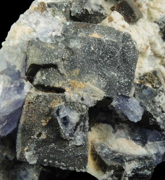 Galena with Anglesite coating plus minor Fluorite from Blanchard Mine, Hansonburg District, 8.5 km south of Bingham, Socorro County, New Mexico