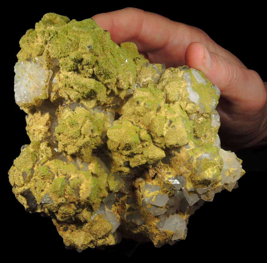 Pyromorphite on Quartz from Sarrowcole Vein, Laverock Hall, Leadhills, South Lanarkshire, Strathclyde, Scotland